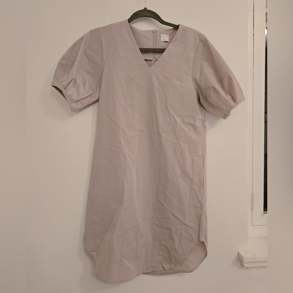 KNITS midi puff sleeve v neck dress size S